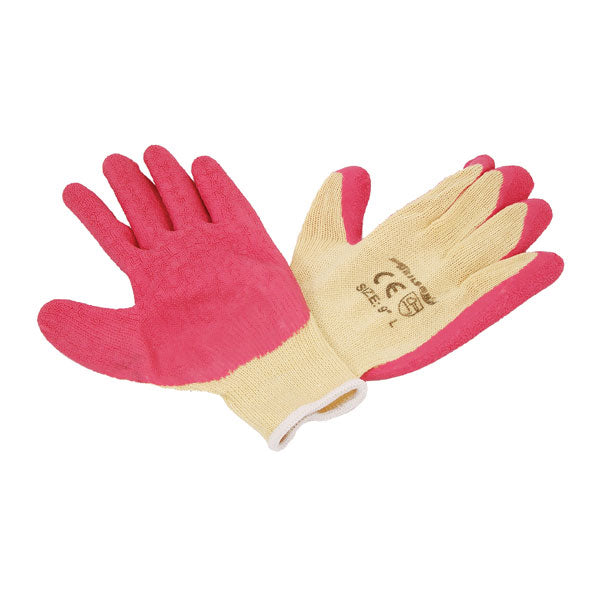 CT3840 - 12 Pairs Of Crinkle Latex Work Gloves Size 9 Large