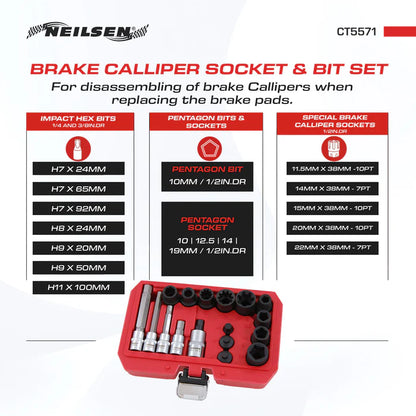 CT5571 - 17pc Brake Calliper Socket & Bit Set