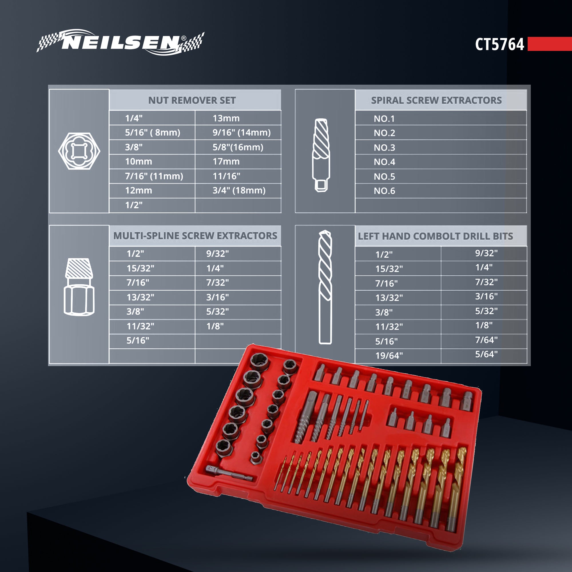 CT5764 - 49pc Screw Extractor and Drill Set