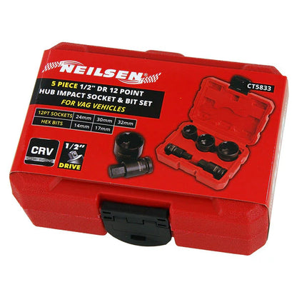 CT5833 - 1/2in Dr 5pc Socket and Bit Set for VAG Hub Nuts