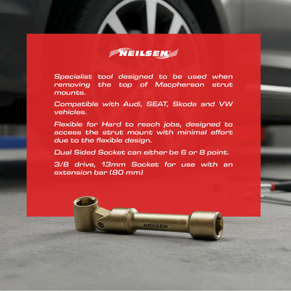 CT6379 -  Suspension Fixing Nut Top Mount Tool For VW Audi Seat Skoda VAG 13mm