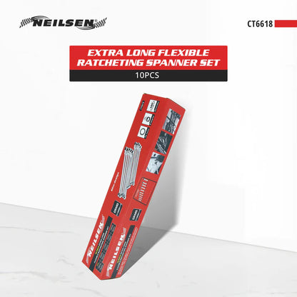 CT6618 - 10pcs Extra Long Flexible Ratcheting Spanner Set