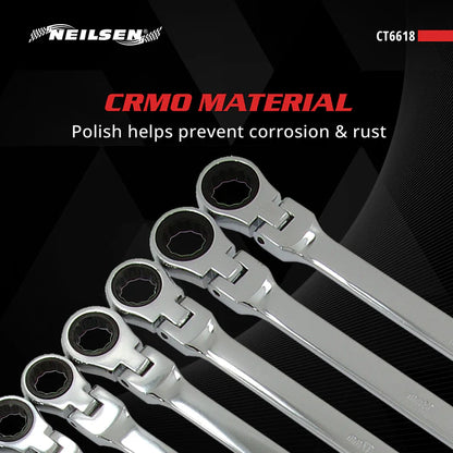 CT6618 - 10pcs Extra Long Flexible Ratcheting Spanner Set