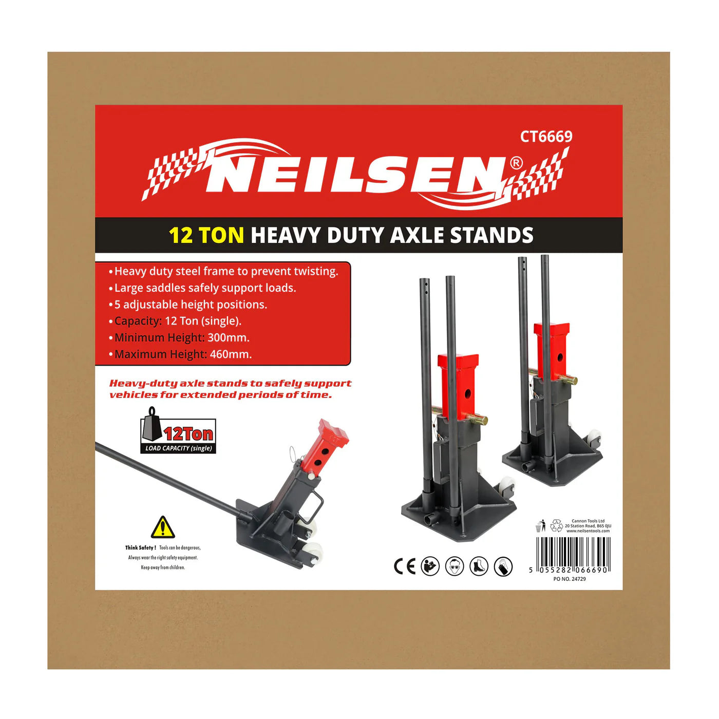 CT6669 - Axle Stands 12-Ton Heavy Duty