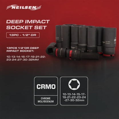 CT7112 - 13pc Deep Impact Socket Set 1/2"DR 10-32mm
