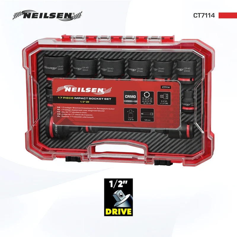 CT7114 - 17pc Impact Socket Set 1/2"DR 10-34mm