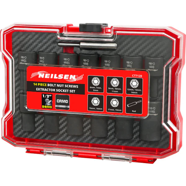 CT7120 - 14pc Bolt Nut Screws Extractor Socket Set