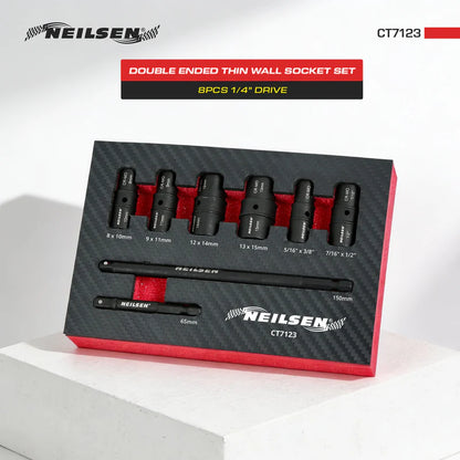 CT7123 - 8pc 1/4inch Double Ended Thin Wall Socket Set