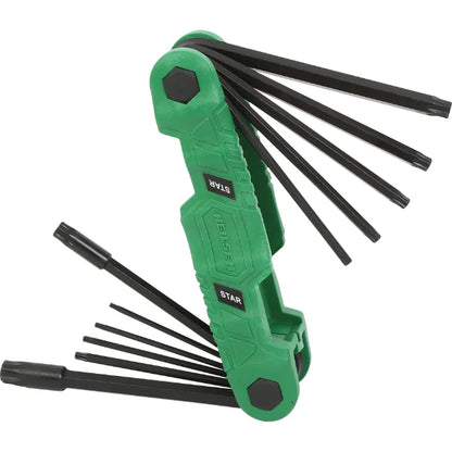 CT7128 - Heavy Duty Folding Star Key Set 11-Key Star Sizes T9-T55