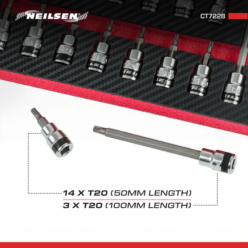 CT7228 - 17pc T20 Star Bit Set 3/8 Inch Dr