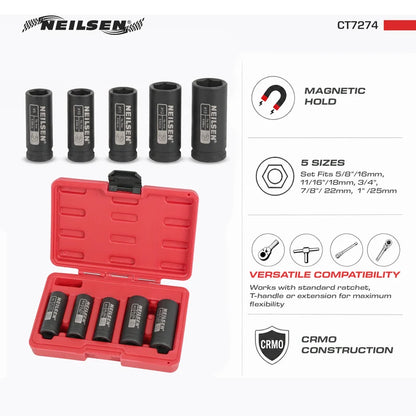 CT7274 - 5pcs Large Tap Socket Set