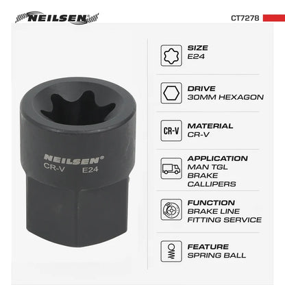 CT7278 - E24 Brake Caliper Socket for MAN, TGL