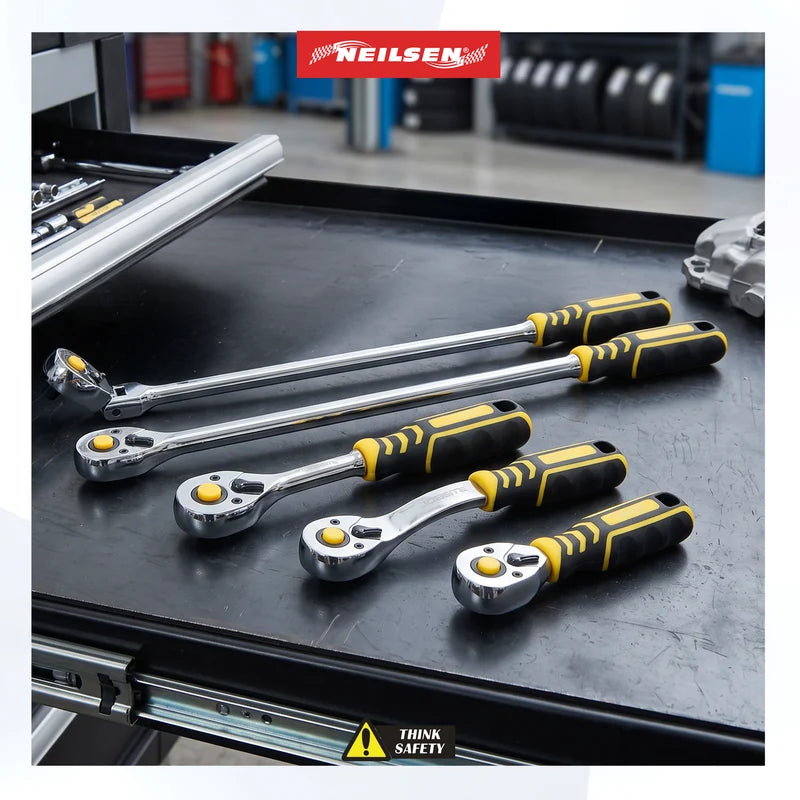 CT7292 - 5pcs 1/4"Sq Drive Reversible Ratchet Set 90T