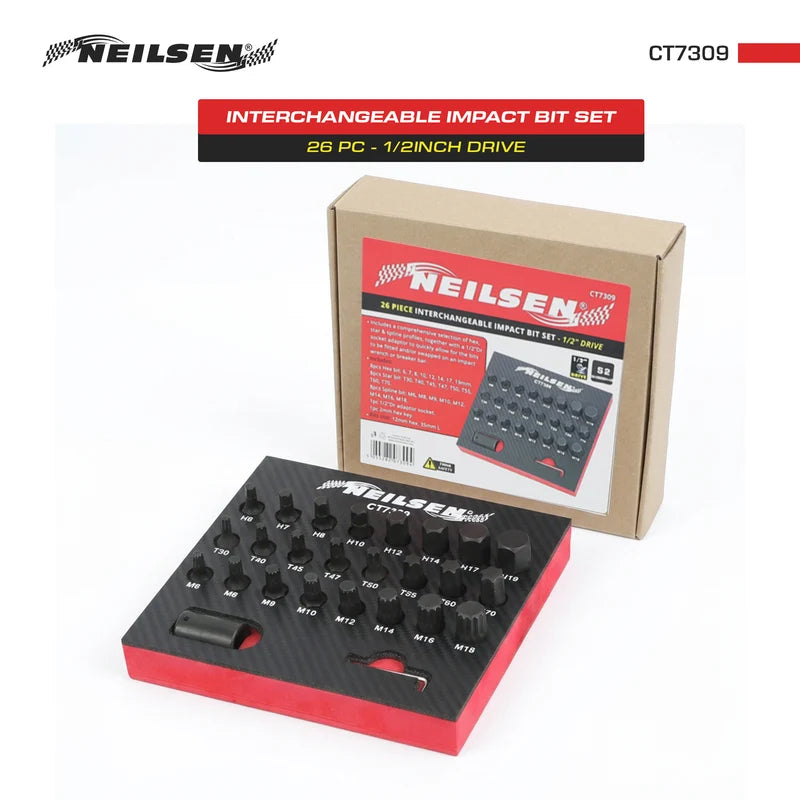 CT7309 - 26pc Interchangeable Impact Bit Set 1/2Inch Drive