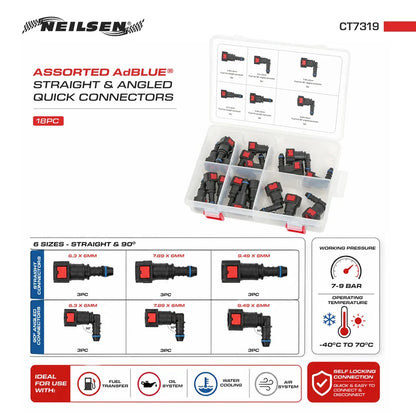 CT7319 - 18pc Assorted Adblue Straight And Angled Quick Connectors For CT4912