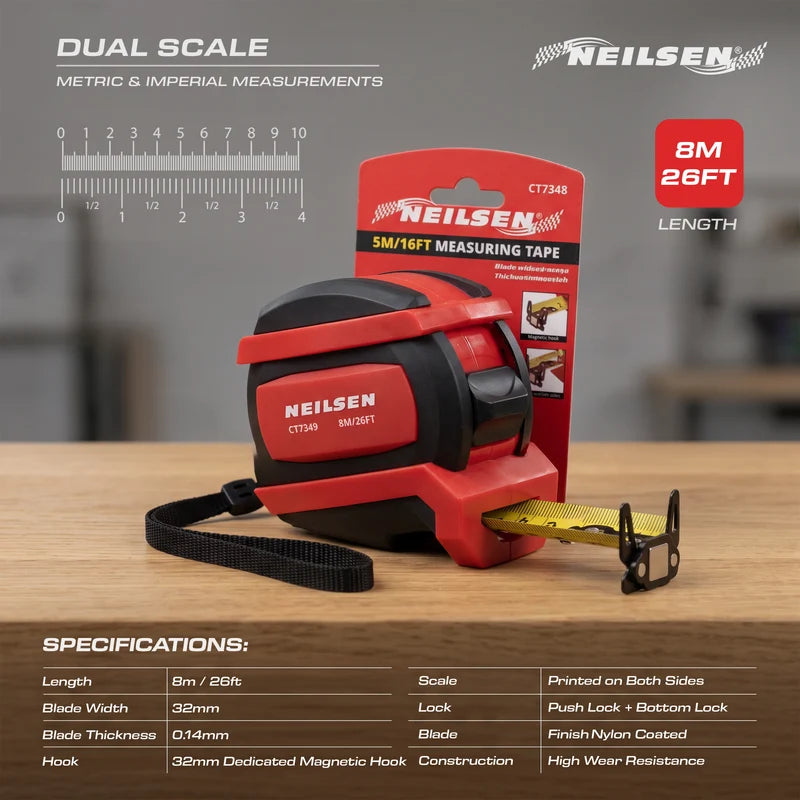CT7349 - Measuring Tape 32mm x 8.0m 26Ft