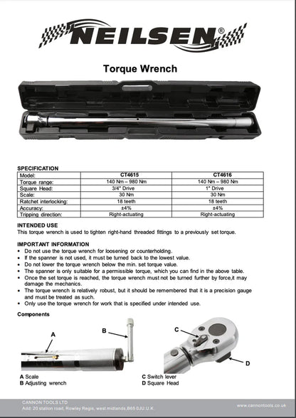 CT4616 - 1in Dr Torque Wrench