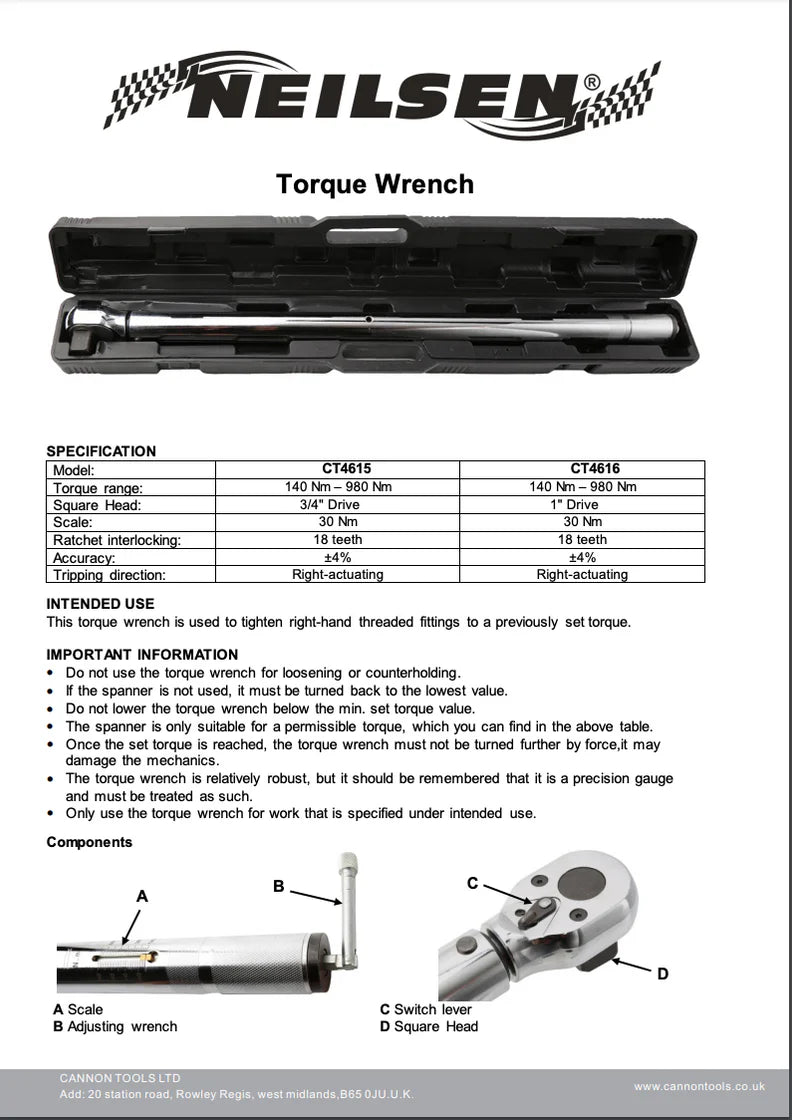 CT4616 - 1in Dr Torque Wrench