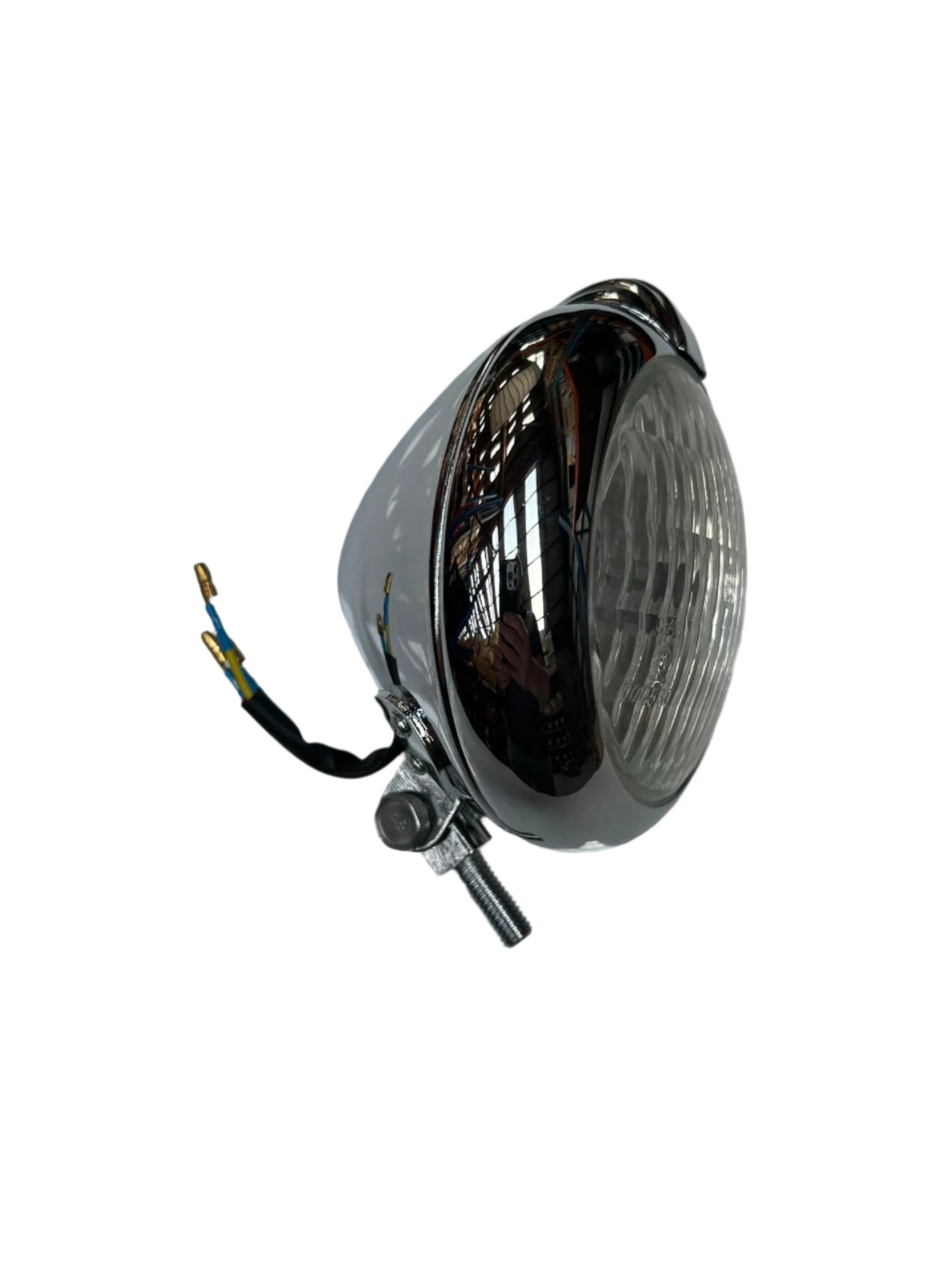 BS3746 - CHROME FRONT HEADLIGHT with E Mark on lens