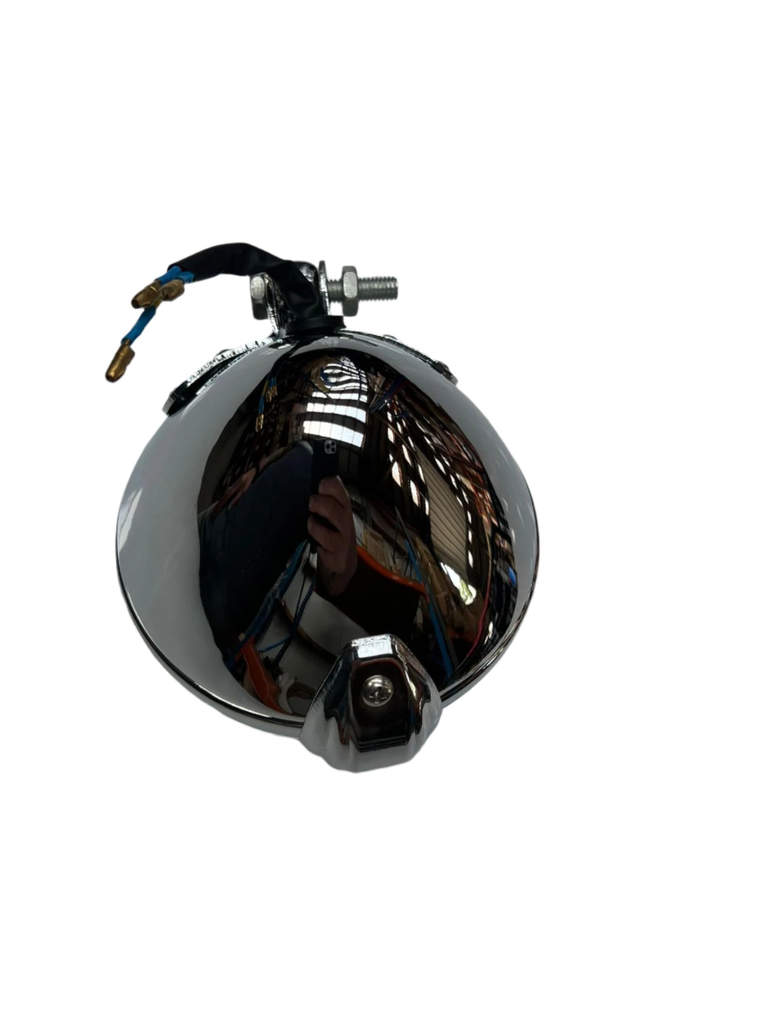 BS3746 - CHROME FRONT HEADLIGHT with E Mark on lens