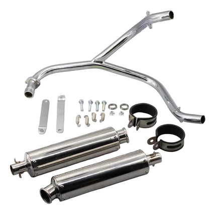 BS0245 - New Heavy Duty Twin Chrome Exhaust for DX / Munk