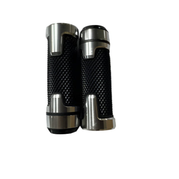 Two black and silver cylindrical objects on a white background