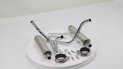 BS0245 - New Heavy Duty Twin Chrome Exhaust for DX / Munk