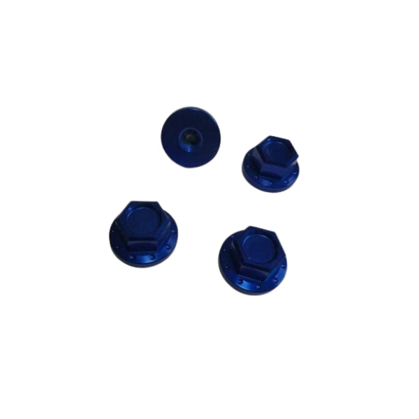 BS0566-BLUE - Blue Cnc Shock Nuts Top and Bottom Set of 4