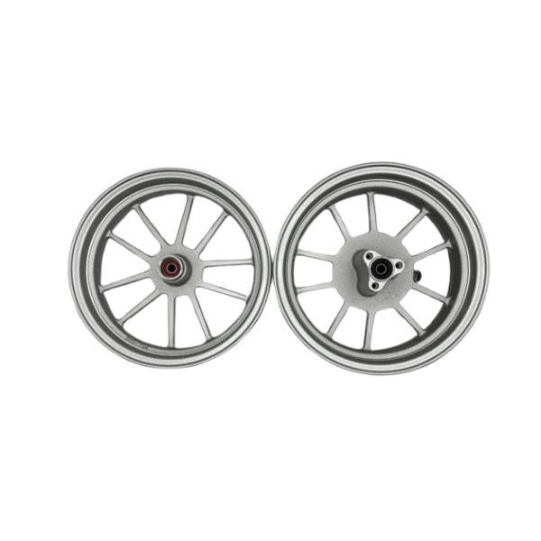 BS2326 - DX  12" TUBELESS RIMS IN SILVER BUILT IN REAR BRAKE HUB 2.75 FRONT 3.5 REAR