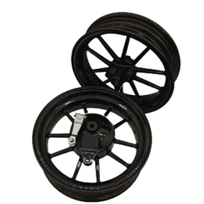 BS2325 - DX 12" TUBELESS RIMS IN BLACK BUILT IN REAR BRAKE HUB 2.75 FRONT 3.5 REAR