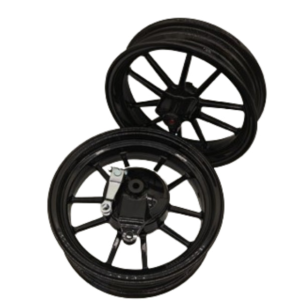 BS2325 - DX 12" TUBELESS RIMS IN BLACK BUILT IN REAR BRAKE HUB 2.75 FRONT 3.5 REAR