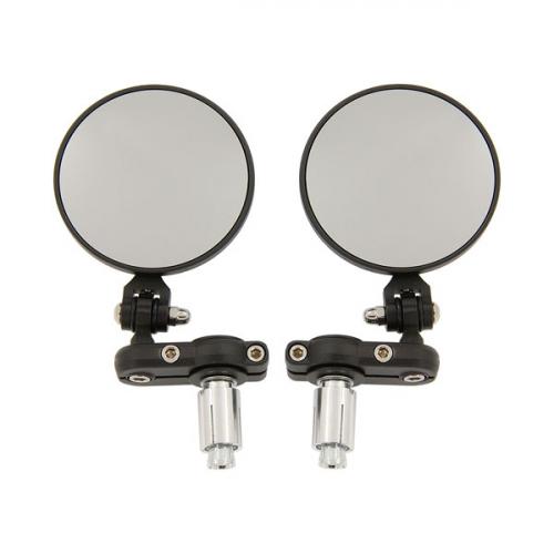 ROUND BLACK END OF BAR MIRRORS