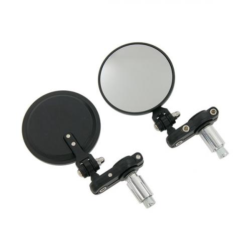 ROUND BLACK END OF BAR MIRRORS