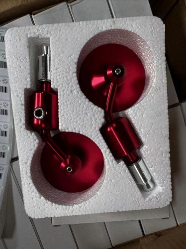 6.8CM DIAMETER SMALL BAR END REAR VIEW MIRRORS IN  RED