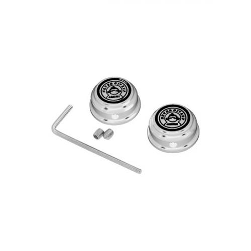 N.G.U. PRODUCTS CNC NUT COVERS SILVER WITH BLACK LOGO