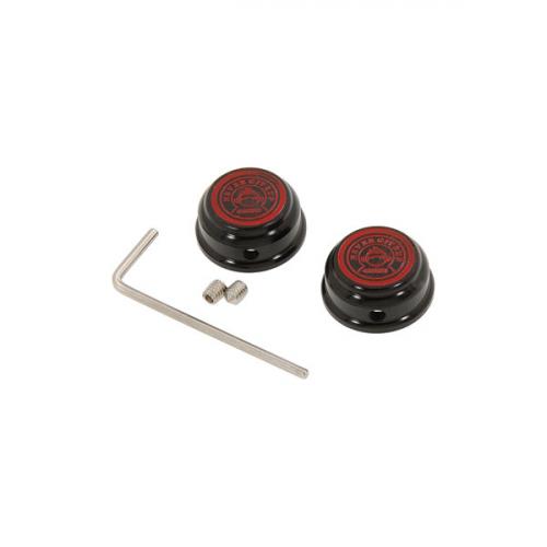 N.G.U. PRODUCTS CNC NUT COVERS BLACK WITH RED LOGO