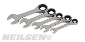 COMBINATION STUBBY RATCHET WRENCH SET 5PC