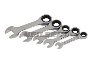 COMBINATION STUBBY RATCHET WRENCH SET 5PC