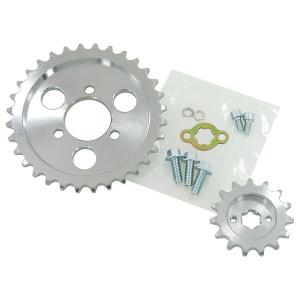 MUNK 15MM OFF SET FRONT AND REAR SPROCKETS 17/38TH