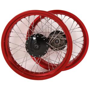 CUB RED  ALLOY 36 TWISTED SPOKE RIMS 3.0 FRONT AND 3.50 REAR